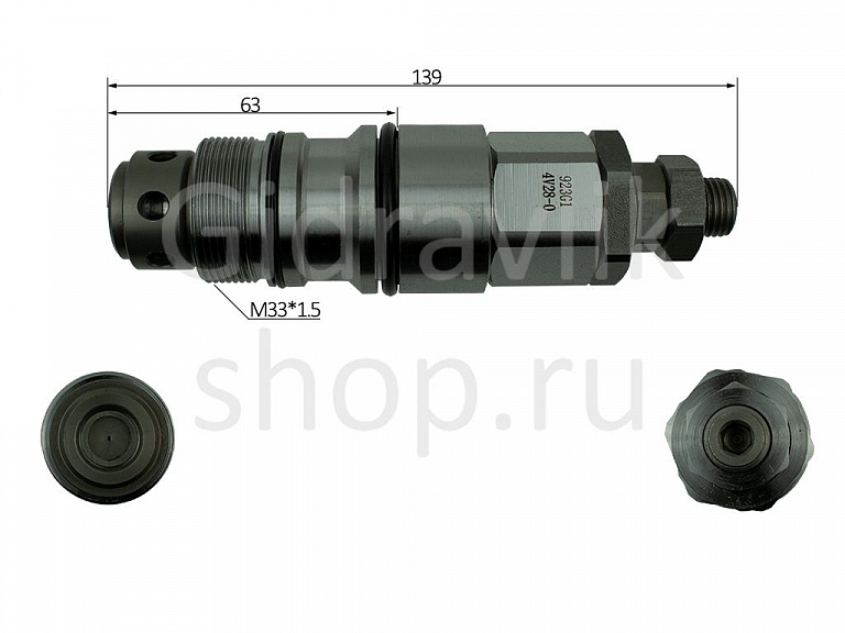 Клапан гидравлический главный перепускной, M33*1.5, SANY365/SY385/SY485