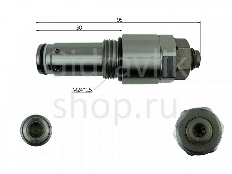 Клапан гидрораспределителя главный перепускной, M24*1.5, L95, 723-10-15201, PC60-7