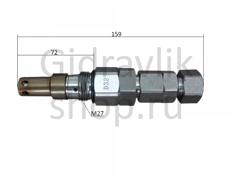Клапан гидрораспределителя главный перепускной, M27, L159, Doosan 300/DH225-7