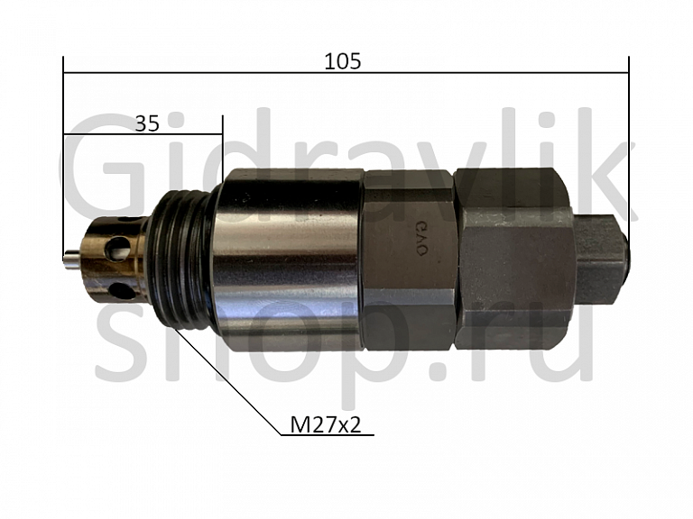 Клапан гидрораспределителя вспомогательный, M27*2, L105, EX200-2