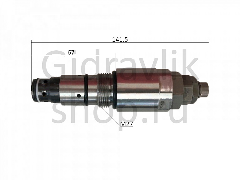 Клапан гидрораспределителя главный перепускной, M27*1.5, L141.5, Hyundai R225-7