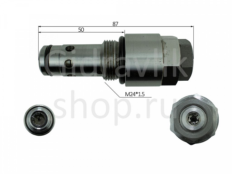 Клапан гидрораспределителя пилотный, M24*1.5, L87, PC200-6/PC300-6/PC300-5 